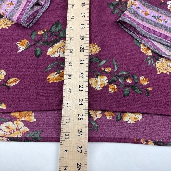ANA A New Approach Blouse Womens 2X Pink Wine Floral Vneck - Picture 7 of 8